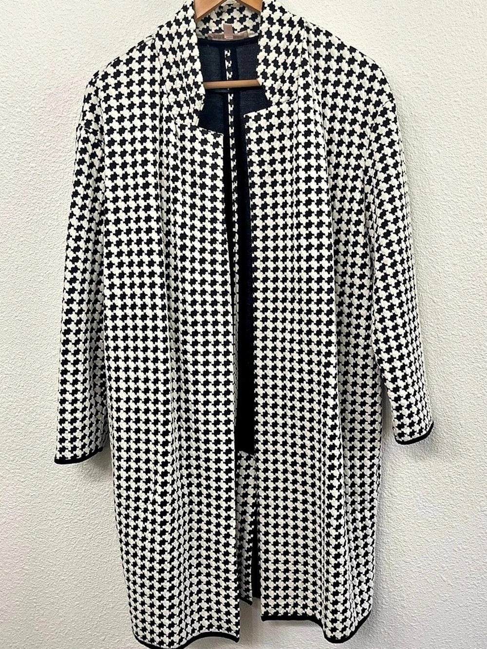 philosophy Houndstooth Duster Jacket Coat in Black & White XL